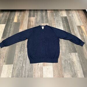 L.L. Bean Sweater Mens XL Cashmere Blend Cotton Long Sleeve Navy Blue V-Neck